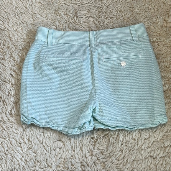 J Crew Shorts Women's Size 00 Green Seersucker Striped Cotton City Fit - Picture 7 of 8